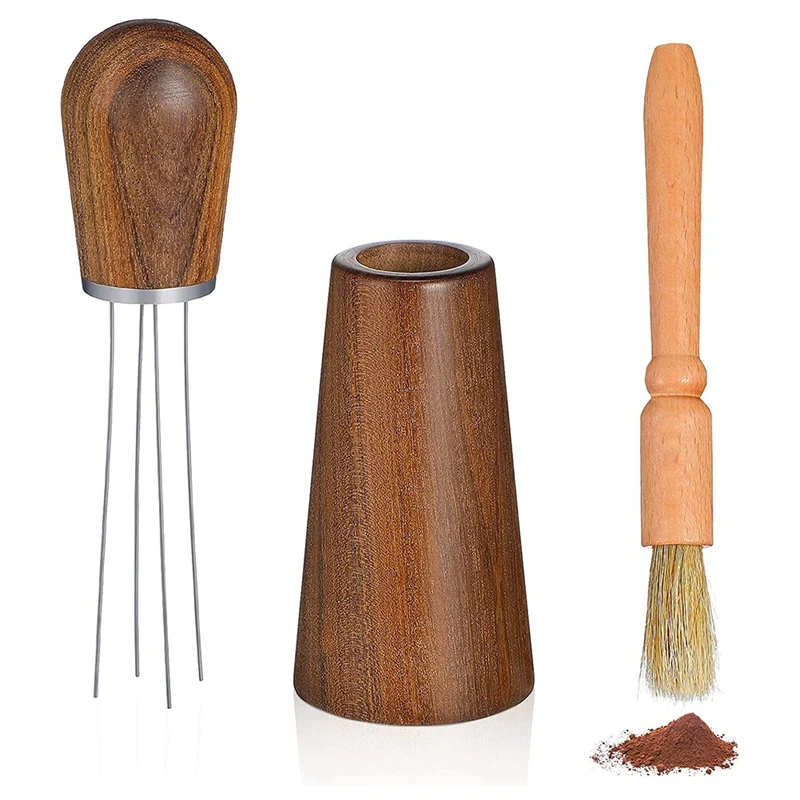 

Coffee Stirrer Espresso Distribution Tool Professional Espresso Hand Tampers Barista Distribution Tool Wood Base Stand