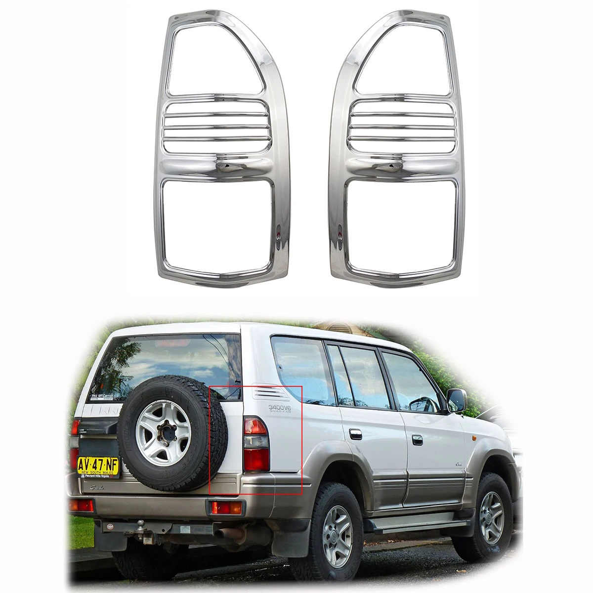 Chrome Car Accessories Tail Lamp Cover Trim Paste Style For Toyota Land Cruiser Prado FJ90 90 3400 1996 1997 1998 2000 2001 2002