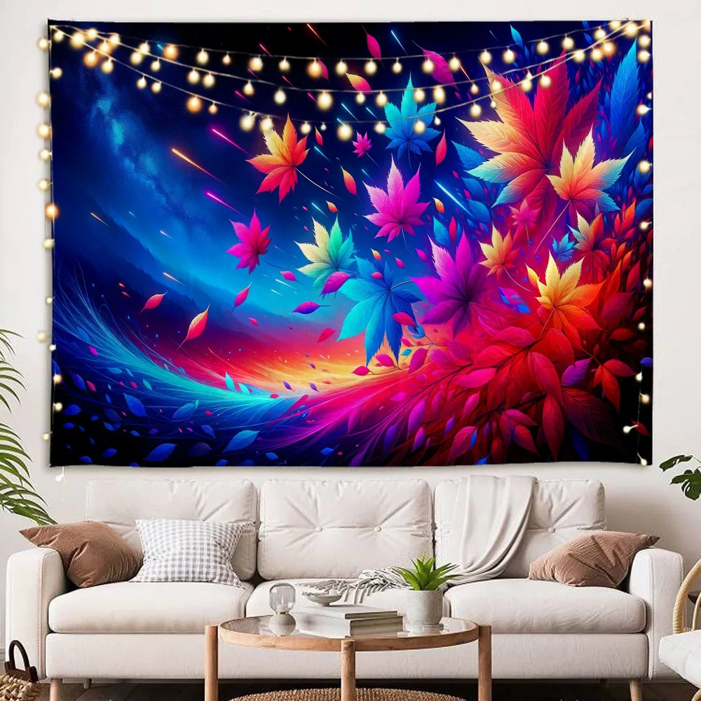 

Psychedelic leaf flower jellyfish tapestry, living room sofa, bedroom headboard wall decoration, home background cloth