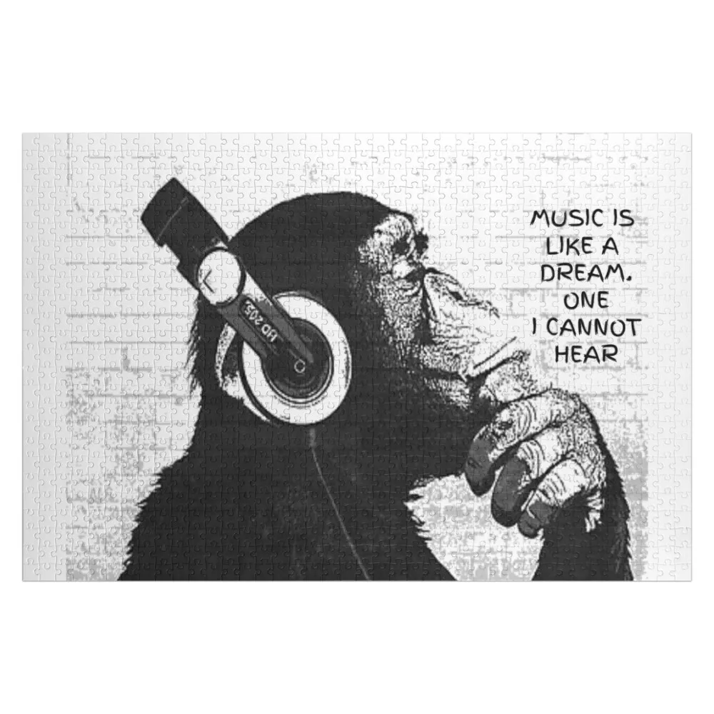 

Banksy Monkey - Music is like a dream. One cannot hear Jigsaw Puzzle Personalized Kids Gifts Customizeds For Kids Puzzle