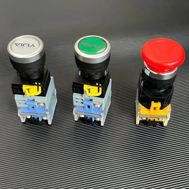 1pcs LA38-11DNZS-DC24V Flat Head Self-Locking Button Switch with Light 22mm 10A Max. Current 1NO1NC Combination