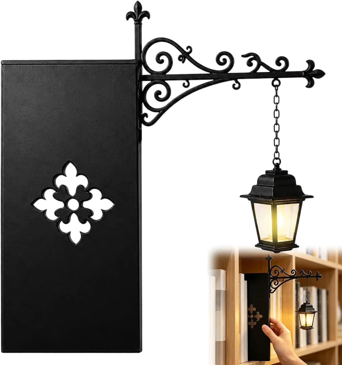 Halloween Retro Bookshelf Lighting Wall Mounted Reading Lamp Metal Gothic LED Night Light for Studious Home Room Ornament image 3