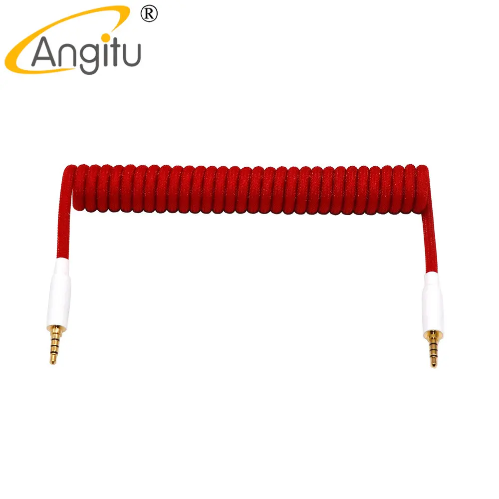 

Angitu Custom Split Keyboard Cable Handmake Male to Male Coiled 3.5mm 4 Pole TRRS Stereo Audio Cable For Microphones/Car Speaker