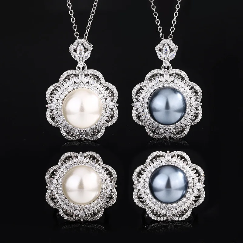 

Jewelry Pearl Plated Fashion Vintage Flower Suit 14mm