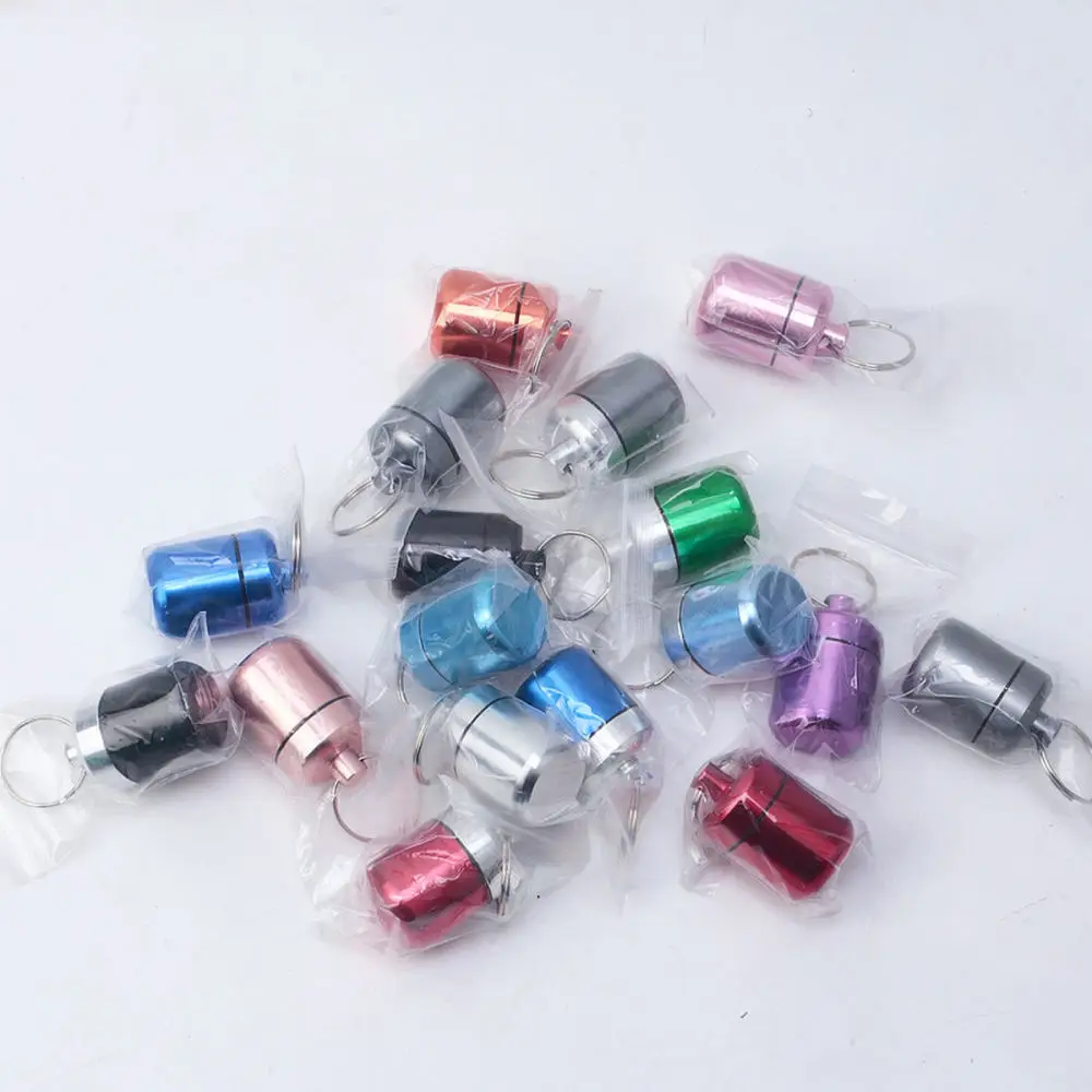 Portable Aluminum Alloy Container Metal Keychain Pill Jar Waterproof Storage Case For Outdoor Travel Earplugs Parts