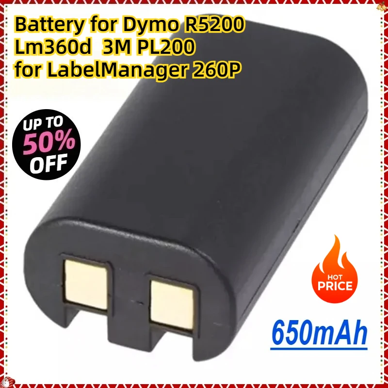 

650mAh Printer Battery for Dymo R5200 Lm360d 3M PL200 Lithium-ion Batteries for LabelManager 260P Bateria 7.4v