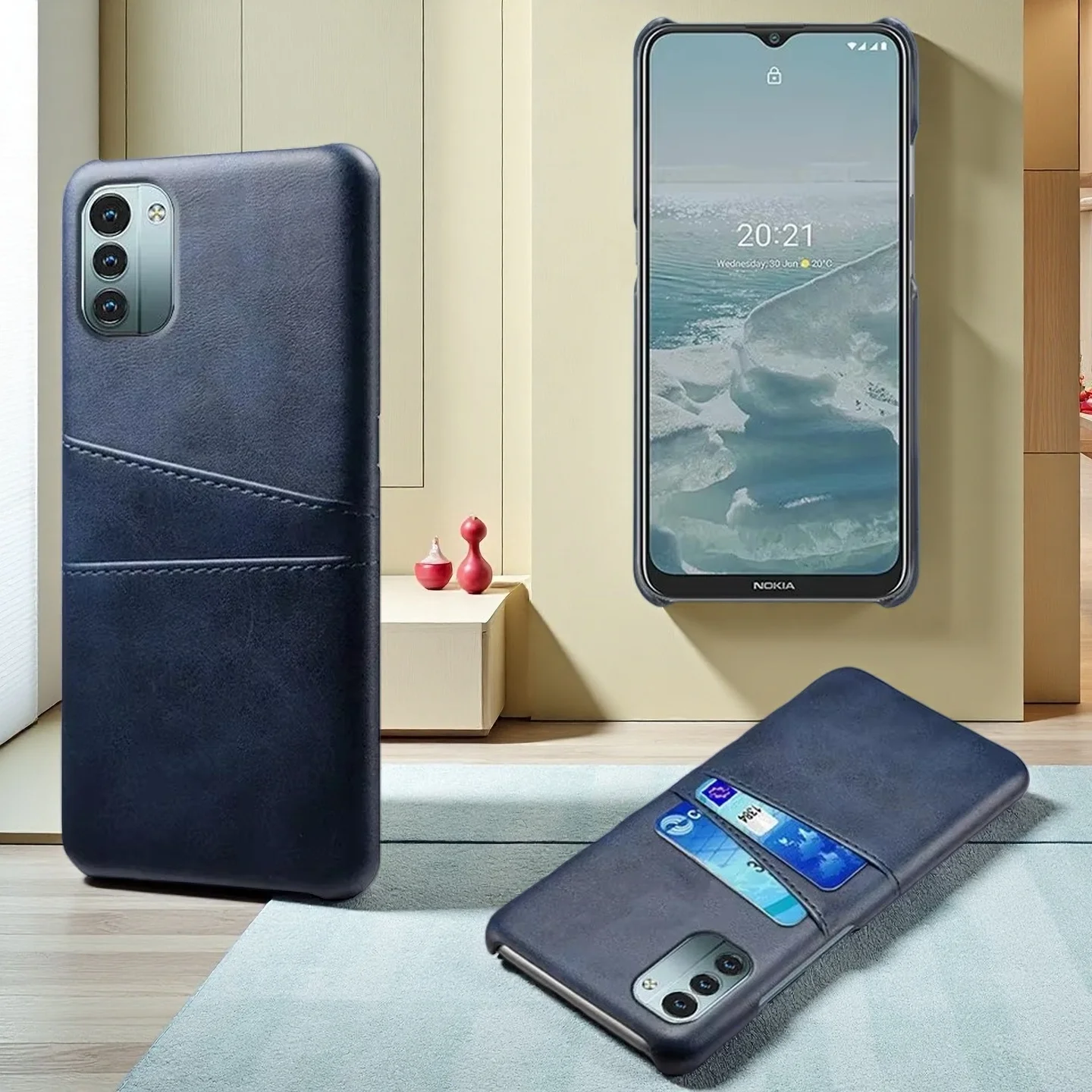 

PU Leather Credit Card Case for Nokia G11 - Phone Cover Funda G 11 4G 6.5"TA-1401 with Card Holder Slot Durable Shell Protection