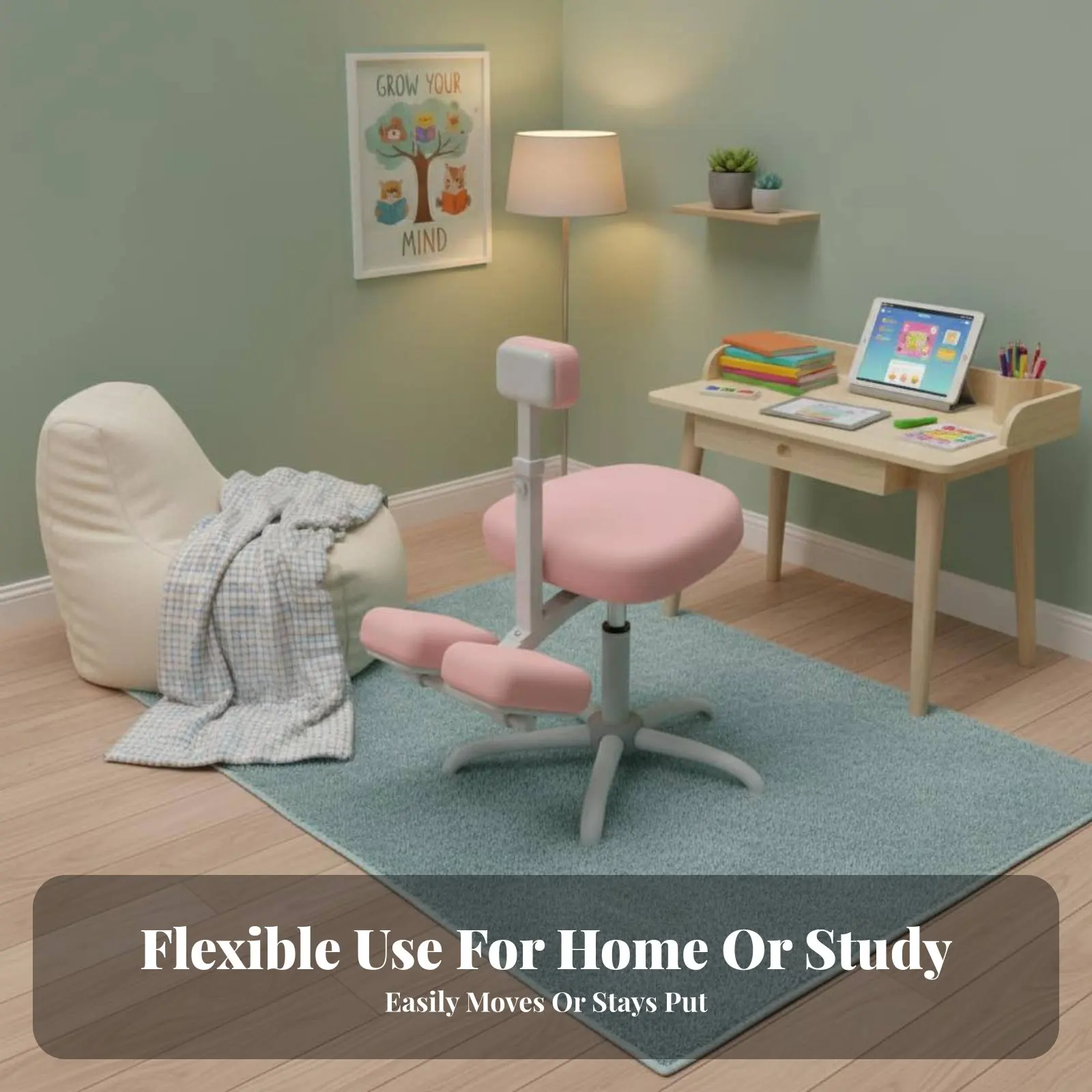 

Регулируемый стул для работы на коленях с устойчивой пятилучевой базой, эргономичное сиденье, защита от опрокидывания, фиксируемые колесики для детей и студентов