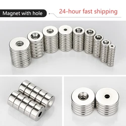 10 pezzi potenti magneti al neodimio con foro Dia 8mm-20mm con M3 M4 M5 foro ad anello svasato terre Rare magnete rotondo N35 forte