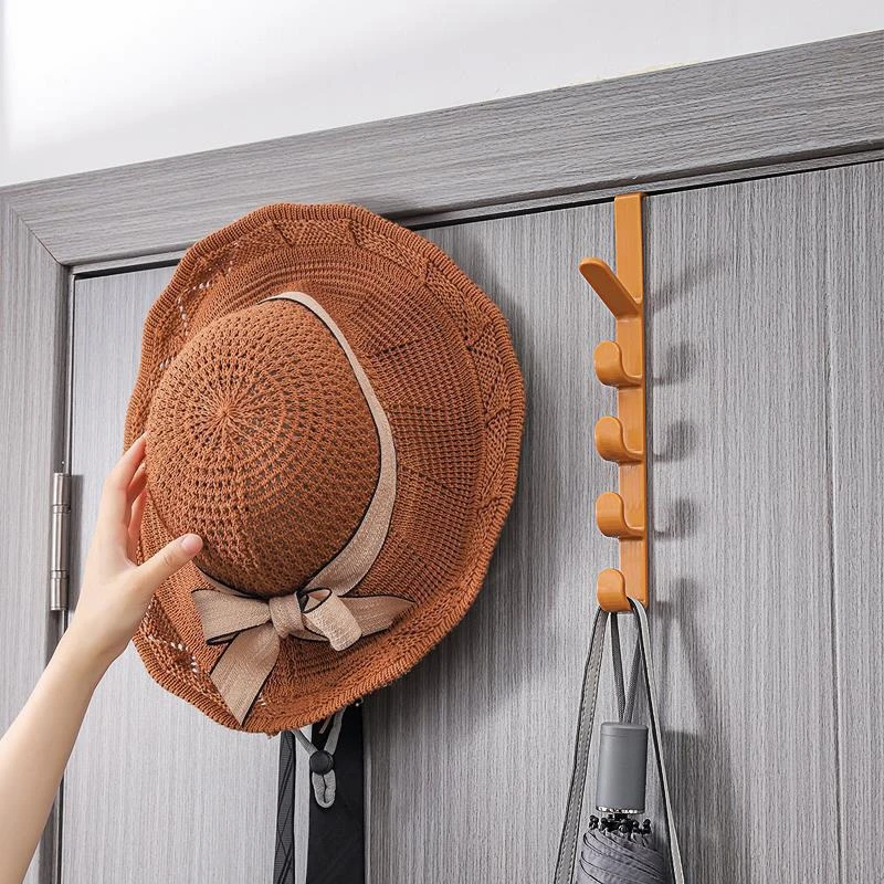 

Door Hook Five Segment Coat Bag Towels Cap Hair Bands Seamless Holder Home Bedroom Storage Organization Plastic Pure Color Rack