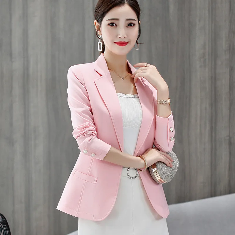 UHYTGF Single Button Blazer Coat Woman New Long Sleeved Casual Spring Autumn Jacket Female Korean Slim Suit Outewear Ladies 2541