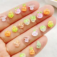 100Pcs Mixed Cartoon Mushrooms, Radishes Nail Art Flat back Rhinestone Bead Scrapbook DIY Manicures Appliques Accessories Crafts