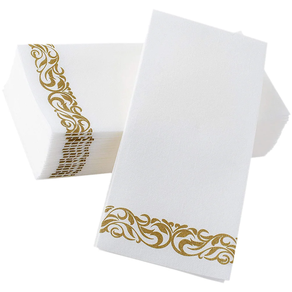 Servilletas de papel de 25 piezas, servilletas doradas para fiesta de vacaciones, pañuelos decorativos de pulpa de madera virgen para banquete, cena y boda