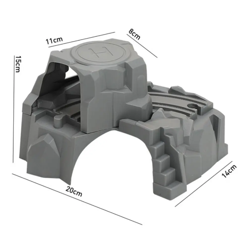 Portable Plastic Tunnel Toy Grey Easy to Install Cave Tunnel Model Double Layer Train Track Accessories for Children Kid