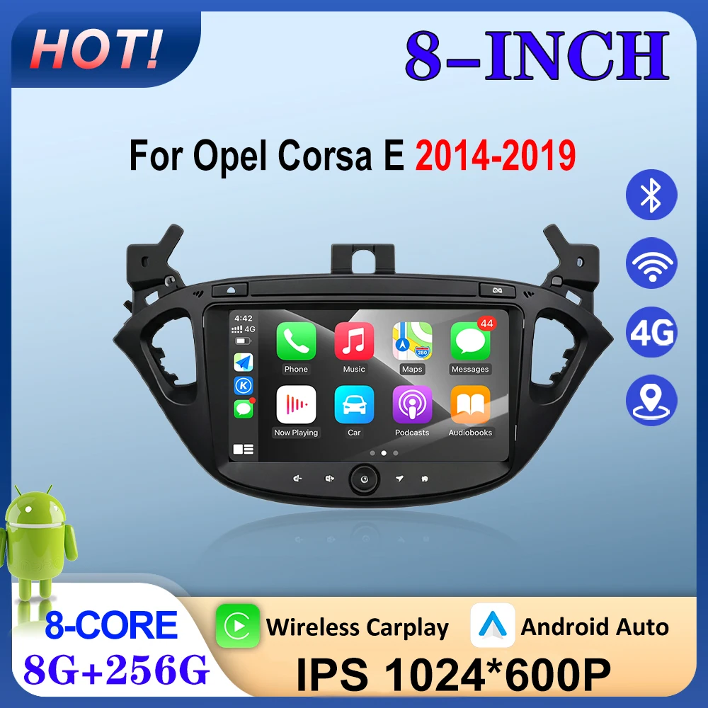 8 inch Car Radio Multimedia Player For Opel Corsa E 2014-2019 GPS Navi Android OS 4G Bluetooth WiFi Touch Screen Auto Tools