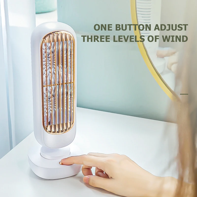 TKOH-New Stand Mini USB Fan Battery Rechargeable Tower Table Fan Type-C Portable Desktop Air Cooler For Home Study Camping