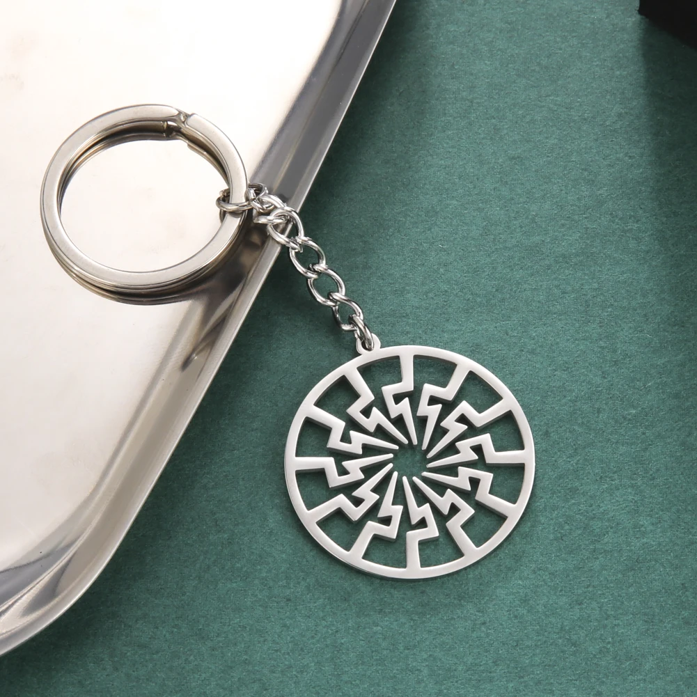 Five pointed star flower keychain stainless steel geometric wizard jewelry amulet for women and men keychain accessories