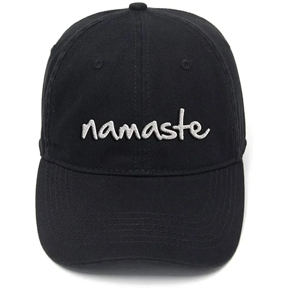 Lyprerazy Namaste Spitituality Om Washed Cotton Adjustable Men Women Unisex Hip Hop Cool Flock Printing Baseball Cap