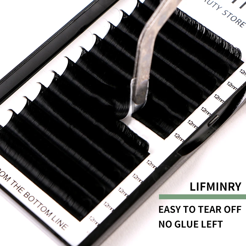 LIFMINRY 0.05,0.07 C/DEasy Fanning Eyelash Extension Fast Bloom Self Flowering Pre-bonded Volume Makeup Easyfan False Eyelashes