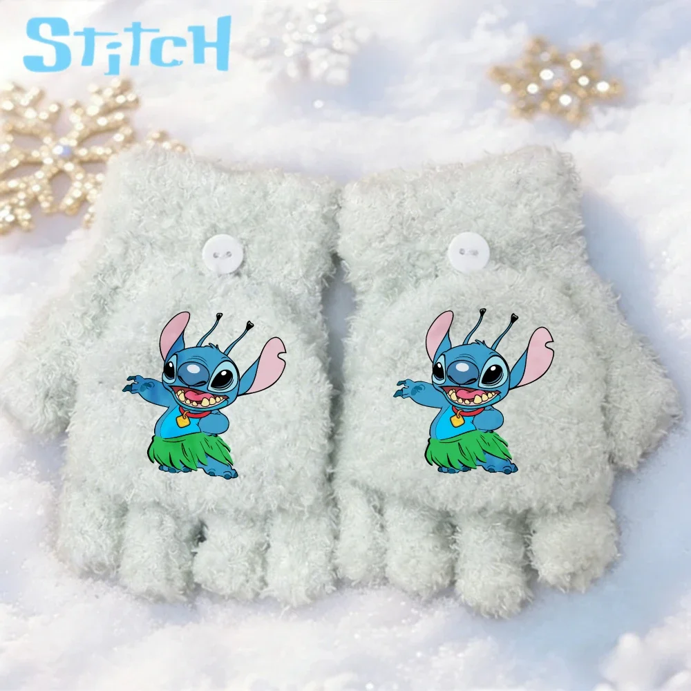 لطيف ديزني غرزة نصف اصبع الوجه قفازات لطيف فتاة الدفء شاشة لمس محبوك قفاز أزياء الكرتون أنيمي الشتاء هدية #3