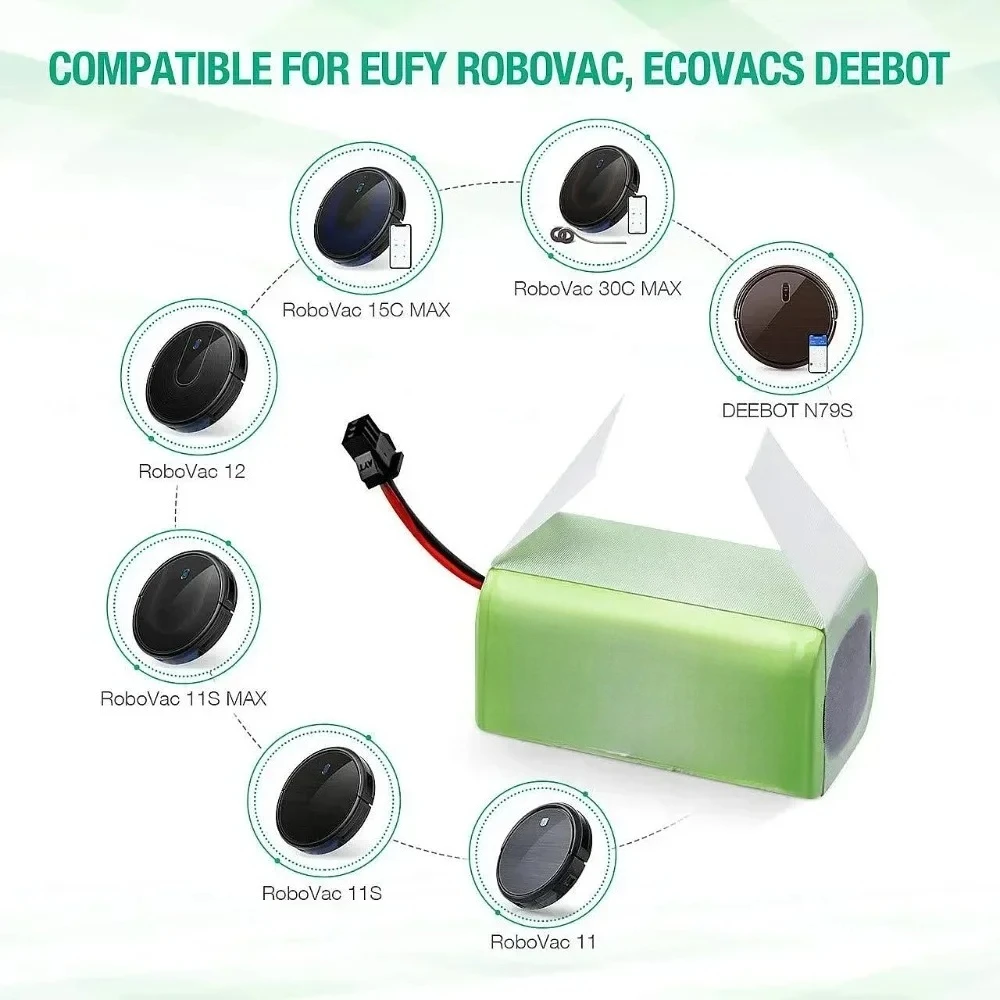 

Аккумулятор Li-ion 14.4V 6800mAh для роботов-пылесосов Conga 990, 1090, Tesvor X500, Ecovacs Deebot N79, DN622, замена для Eufy RoboVac 11, 30