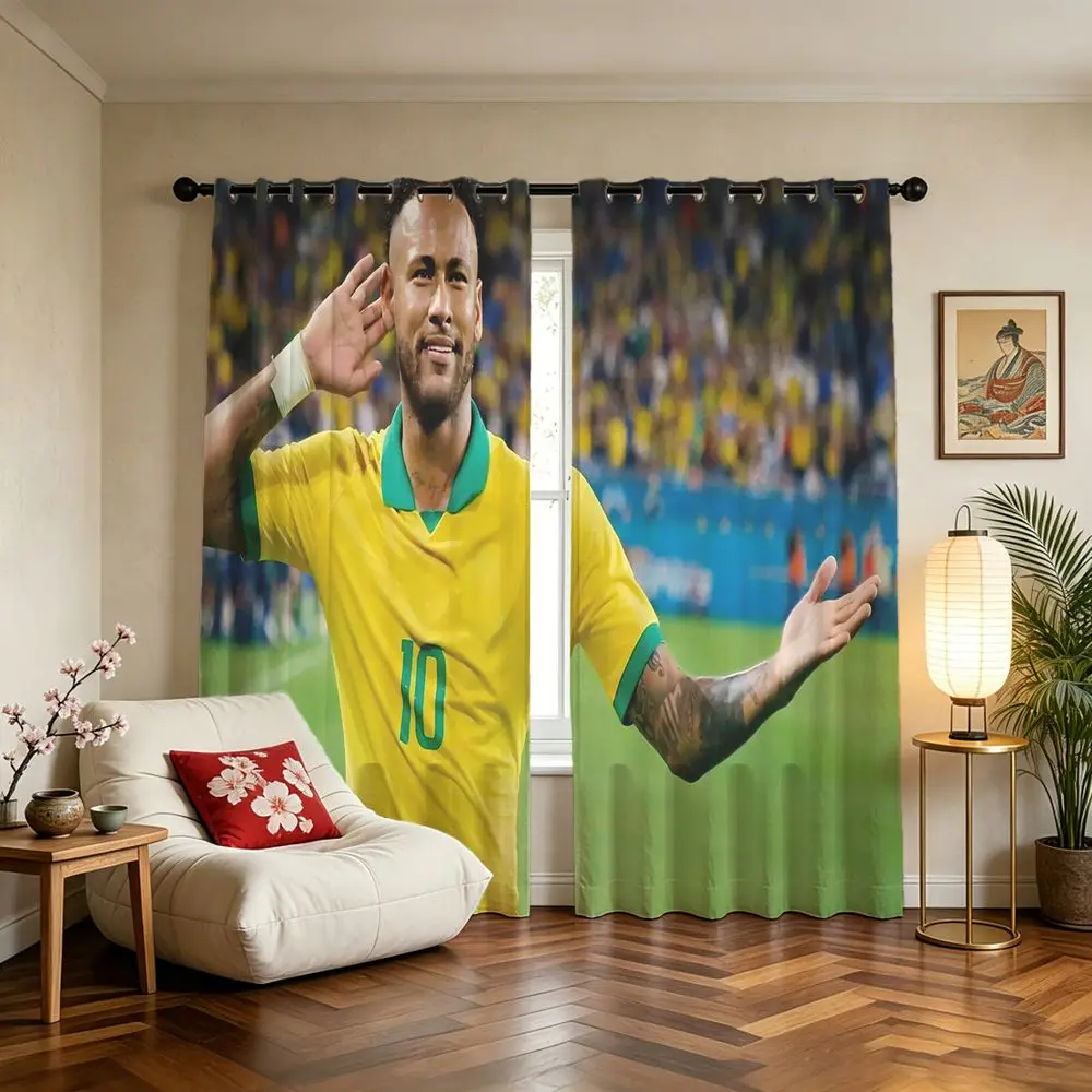 Yellow Green Jersey Athlete Printed Curtains 2 Panels Light Blocking Rate 85% Darkening Sports Watch Room Decor Curtains