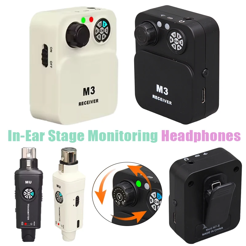Portable In-ear Monitoring System Wireless Monitor Headphones 2.4G Real-Time Stage Performance Audio Performance Feedback Stereo