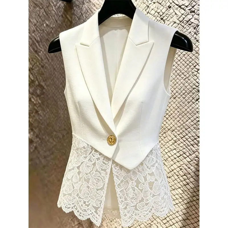 2026 Women's Vest Jacket High-grade Suit Collar Sleeveless Ladies Waistcoat Coat Fashion Age-reducing Female Outerwear