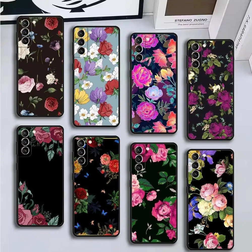 

Vintage Rose Art Phone Case For Samsung GalaxyA13,21s,22,31,32,52,53,71,72,73,Soft Black Cover
