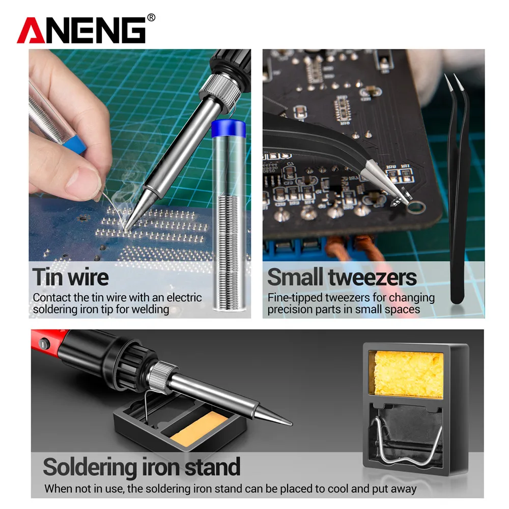 ANENG SL105 Soldering Iron kit 60W Fast Welding Equipment 110V/220V Rework Station Heat Pencil Tip Professional Repair Tool