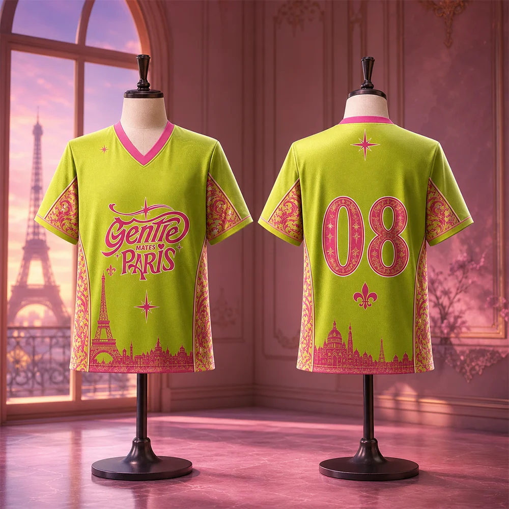 Family Replica Sport Jersey,V‑Neck Mesh Top, Retro Ornate Pattern Letter Print,Breathable Polyester, Casual Street Fan Tee