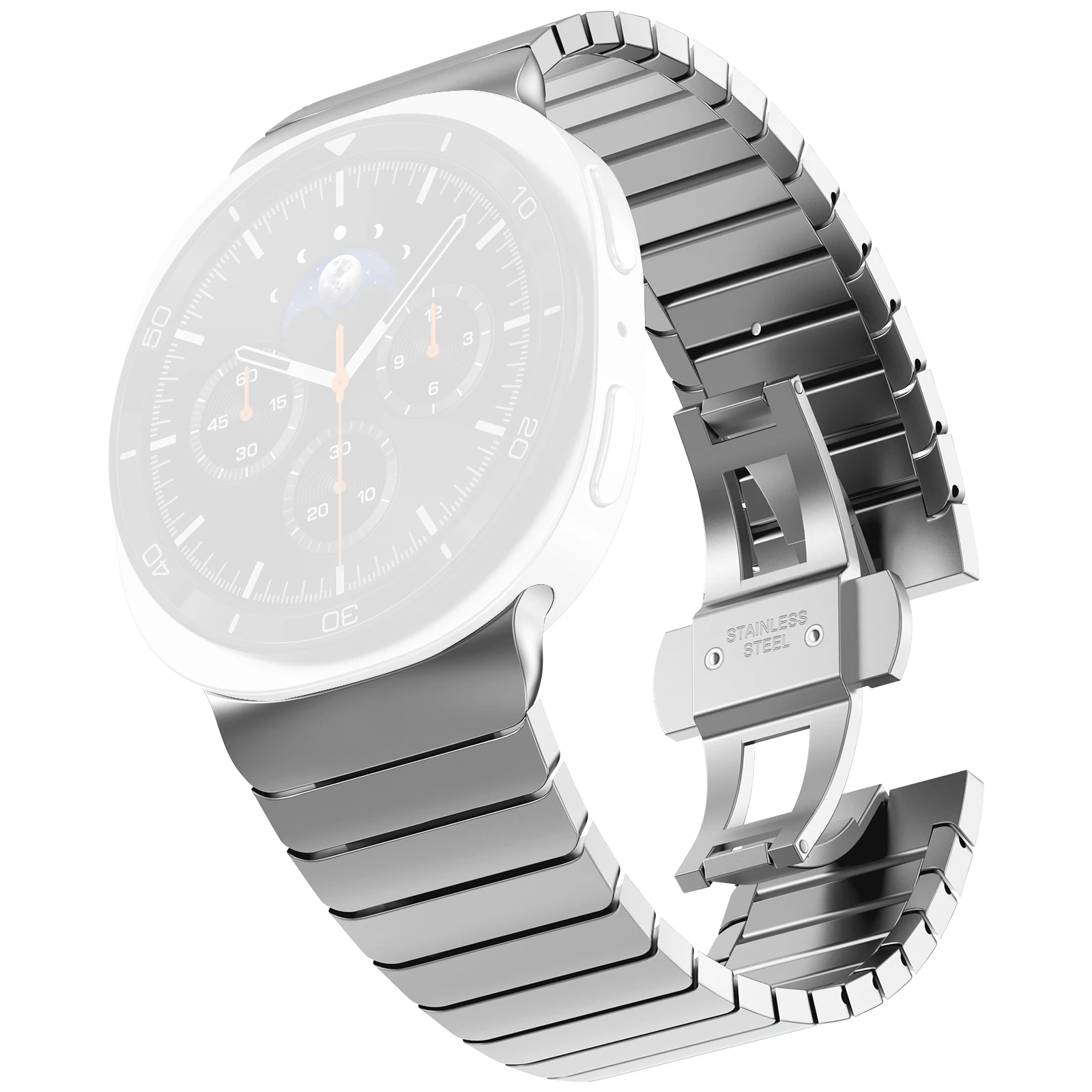 

For Samsung Galaxy Watch Ultra (2025) 47mm / Ultra 47mm Titanium Alloy One-bead Watch Strap with Butterfly Clasp - Silver