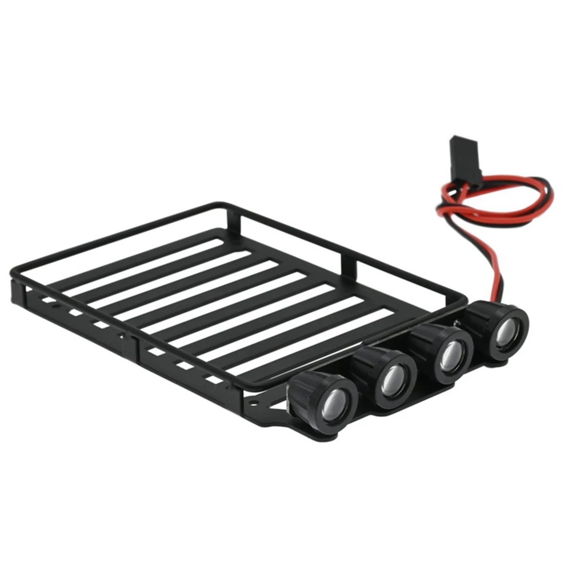 Metal Roof Rack Luggage Carrier Tray with LED Light Spotlight for Axial SCX24 1/24 RC Crawler Car Upgrade Parts,1