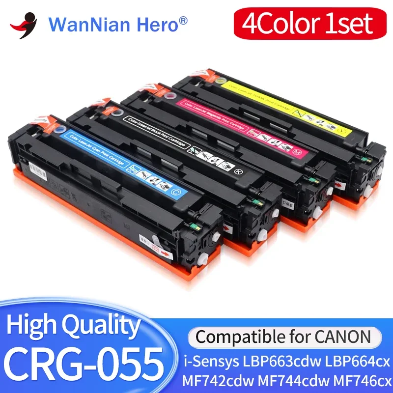 1set 4Color Compatible For  CANON CRG055 CRG-055 055 Toner Cartridge for i-Sensys LBP663cdw LBP664cx MF742cdw MF744cdw MF746cx