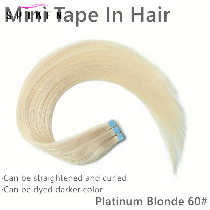 

SPIKFN Mini Tape in Human Hair 12-24 Inches Long Micro Tape Hair Extensions 10pcs/pack Blonde Brown Black Adhesive Tape Hair