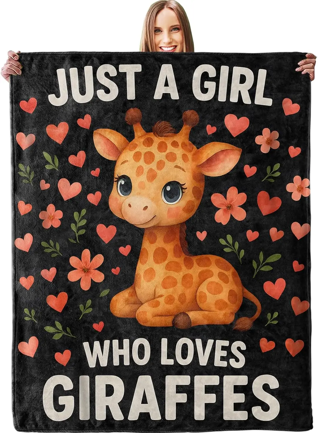 Cute Giraffe Blanket Throw for Girls Home Decor Nursery Gift Plush Blanket Fall Spring Season Accent Decor Cozy Kids Room Throw