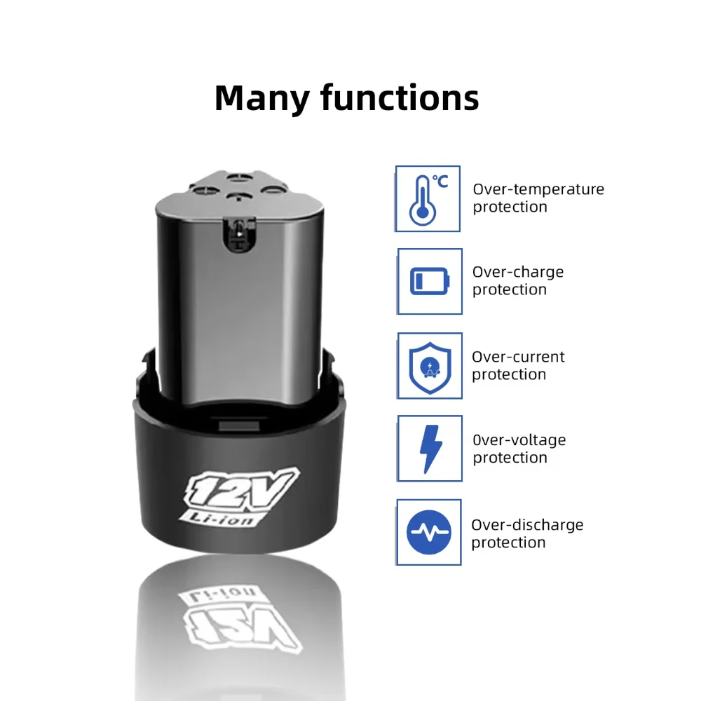 12V 2000mAh High Capacity Rechargeable Lithium-Ion Battery for Mini Angle Grinder, Electric Screwdriver, Drill
