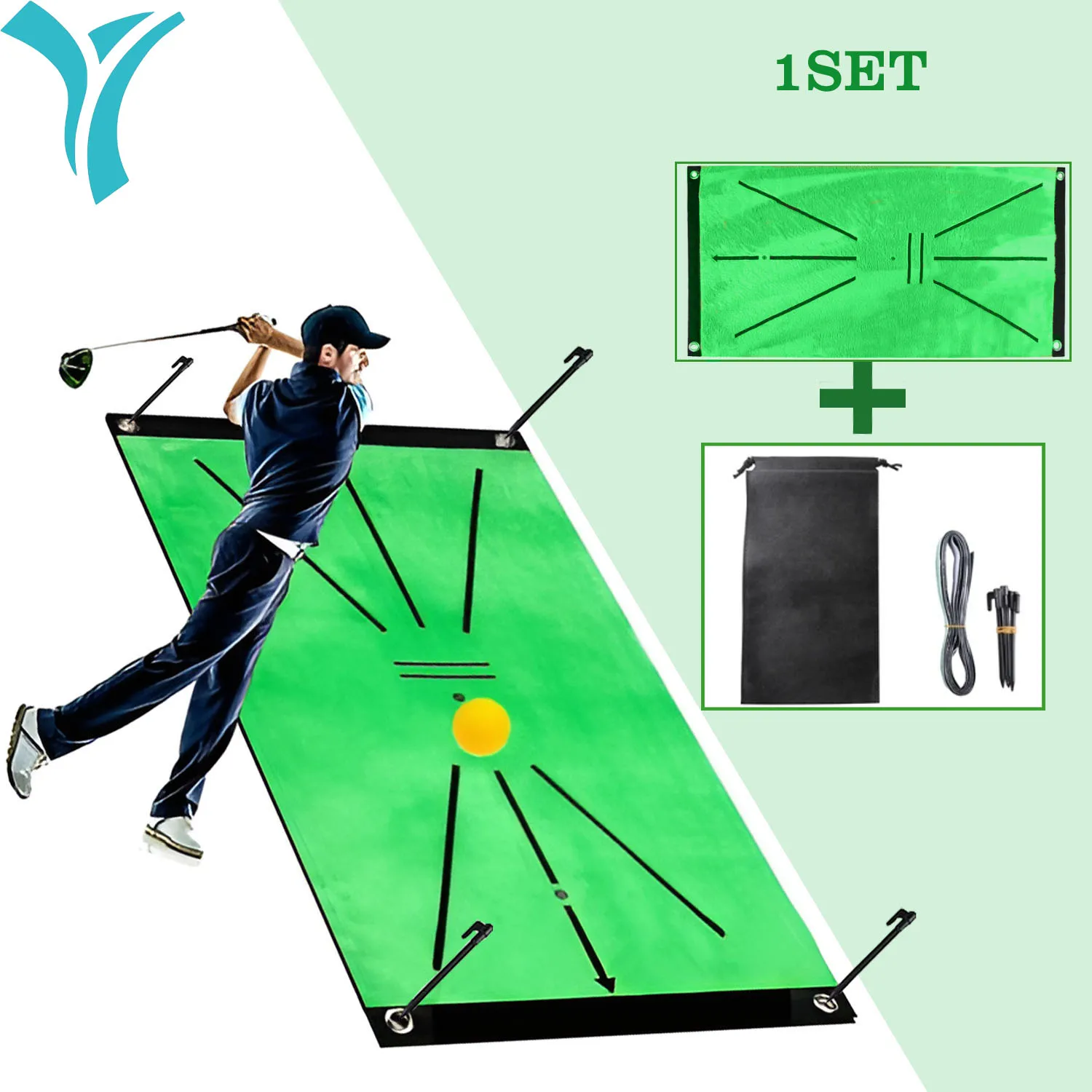 Golf Hitting Mat,Golf Training Mat for Swing Path Feedback/Detection Batting |60*30cm | Advanced Guides and Rubber Backing