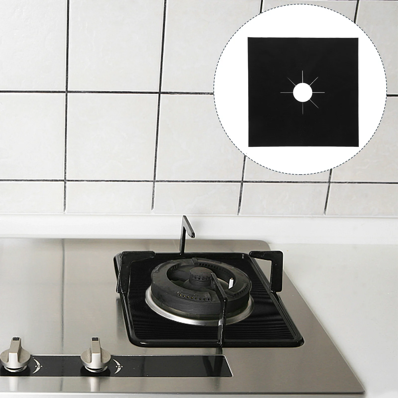 4 قطعة موقد غاز الموقد بطانة يغطي سميكة غير لاصقة موقد حامي سهلة غسل مسح الخدمة الطويلة في الحياة موقد غاز الموقد بطانات #1