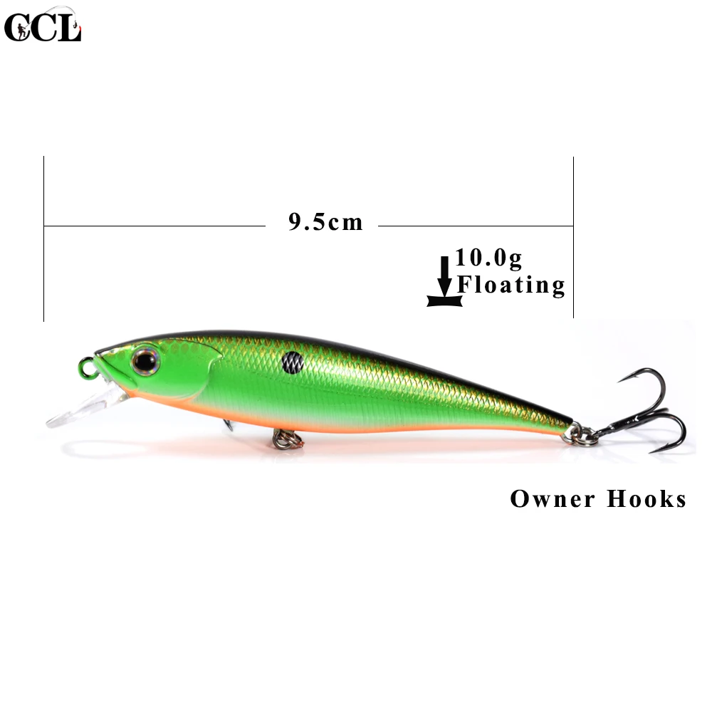 CCLTBA 3pcs/lot Customzied Fishing Lures Minnow Bait Owner Hooks Jerkbait 9.5cm 10.7g Floating Fishing Bait Minnow Jerkbait