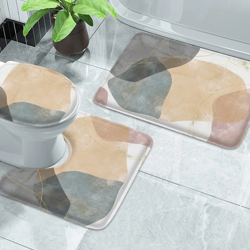 Badezimmerteppich aus Samt mit Memory-Schwamm, 3-teiliges Set, saugfähig, rutschfest, ultraweiche Badematte, maschinenwaschbare trockene Toilettenbodenmatte