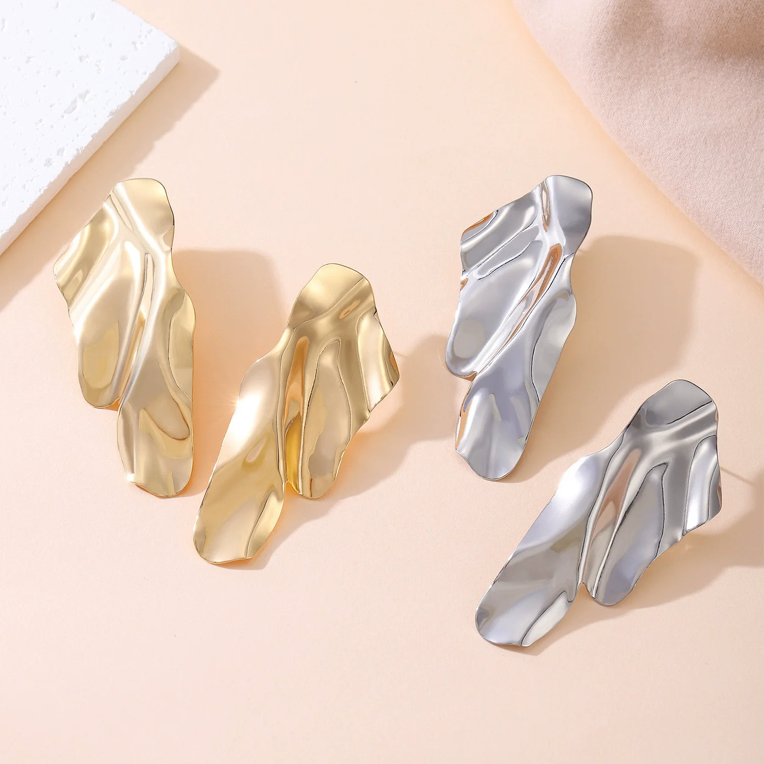 Metal Golden Silver Color Drop Dangle Earrings For Women Geometric Party Vintage Earring Female Statement Bijoux Leaf Jewelry