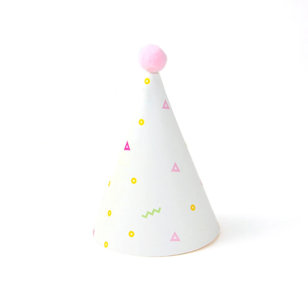 

9 pcs Birthday Hats Bronzing Wool Ball Decor Party Accessory Costume Decoration Hat Party Supplies Reusable Favors