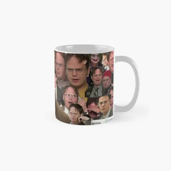 Dwight Schrute Collage Classic  Mug Printed Simple Design Drinkware Coffee Image Cup Handle Round Picture Photo Tea Gifts