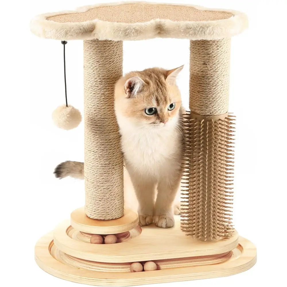 

Cat Scratching Post, Cat Self Groomer, Indoor Cats, Cloud Shape Perch, 17.5 Tall Sisal Scratcher, Cat Grooming Interactive Ball