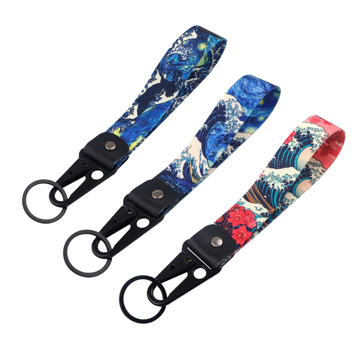 Sea Wave Keychain Pendant Key Rings Used In Phone Rope Badge Holder Art Short Lanyard Key Tag Charm Accessories Gifts