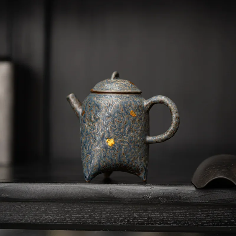 Juego de té vacío silencio Zhai Old Rock Mud Forget Chuan Pot, juego de té para el hogar, esmalte de bronce Retro, alto grado, se puede elevar, olla
