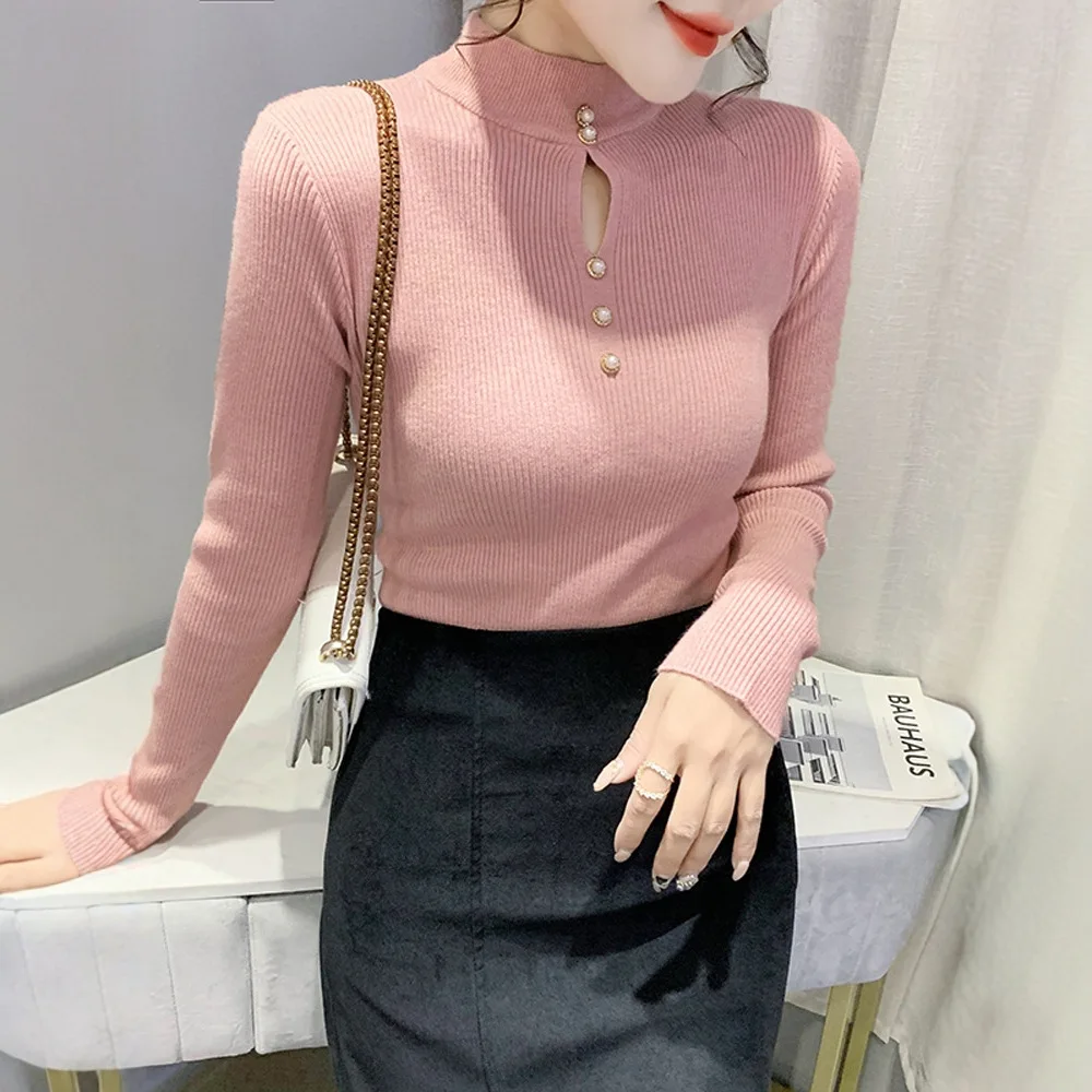 

Knitted Long Sve Women's Base Layer irt Autumn Winter Faion Design Small Batch Feeling 2025 Trendy Sweater Polyester F...