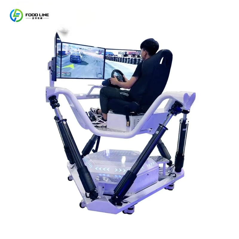 FL Amusement Park Rides 6DOF Dynamic Platform Racing Driving Drive Simulator 3 Three Screen Car Racing Simulator Game Machine