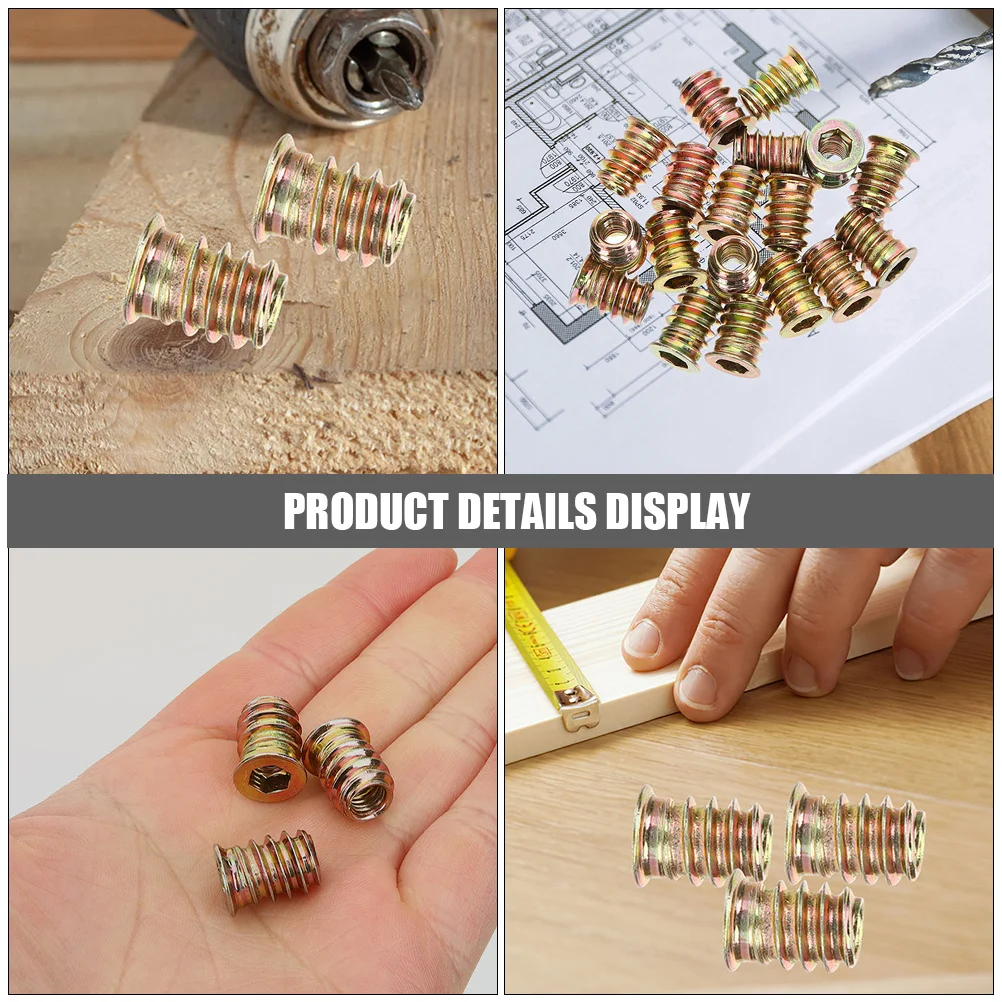 40 قطعة الخشب الخيوط إدراج M6X15 Embedment المكسرات للأثاث الخشبي السحابة الأجهزة موصلات مجموعة أدوات متنوعة